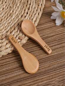 Customized Laser Engraved Bamboo Measuring Spoon, Natural Bamboo Mini Measuring Spoon, Customizable Engraved Text For Tea/Coffee/Sugar/Salt/Spice, Unique Personalized Gift For Birthday, Wedding, Housewarming, Valentine's Day, Mother's Day, Bamboo Kitchenware, Ideal For Family, Friends, Chefs, And Food Enthusiasts - Multicolor - View 3