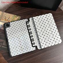 1pc White & Black Polka Dot Piano Lace Tablet Protective Case With Auto Wake/Sleep, 3-Fold Stand, Pencil Slot, Compatible With IPad, Galaxy Tab, Pad, Tablet - Multicolor - View 7