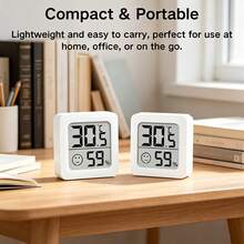 1/2pcs Mini Digital Thermometer Hygrometer, Indoor High Precision Temperature Humidity Meter, Comfort Level Indicator For Home, Office, Car, Wine Cabinet, Reptile Habitat - Thermometer and Hygrometer - View 3