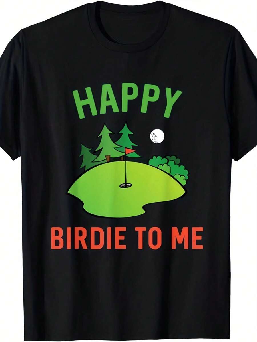 Camiseta Divertida de Golf con Estampado de Pájaro Feliz para Hombres y Mujeres| Camiseta Ligera y Transpirable 100% con Diseño Retro Birdie, Ropa Casual Unisex para el Campo de Golf, Lavable a Máquina para Todas las Temporadas, Tallas Grandes - Negro - Ver 1