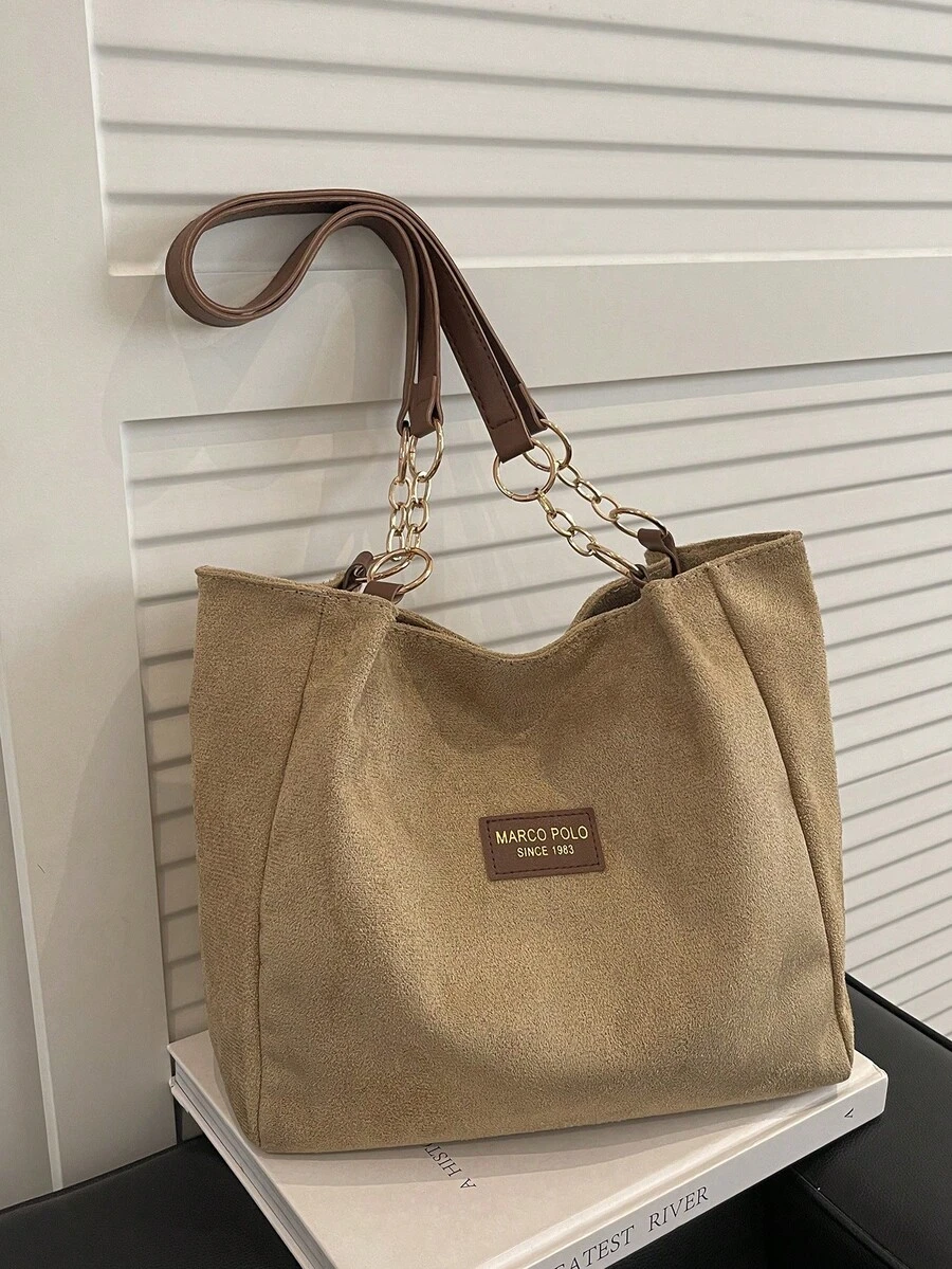 Bolso de mano de gran capacidad para mujer, nueva bolsa de hombro versátil y de moda para ir al trabajo - Caqui - Ver 1
