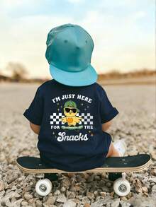 Baby BoyStreet Style T-Shirt, Soft Cotton Loose Short Sleeve Top - Navy Blue - View 8