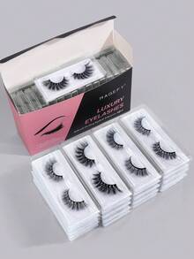 MAANGE 20/10 Pairs Natural Criss-Cross Mixed False Eyelashes, Fluffy & Delicate, Suitable For Daily Wear, Cartoon Style, Travel Essential (Batch Varies, Random Cardboard Color) - Black - View 2