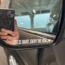 Life Is Short, Enjoy The View. Rearview Mirror Sticker, Side Mirror Sticker, Interior Rearview Mirror Decorative Sticker, Car Sticker, Floral Sticker, Car Decal - A - View 2