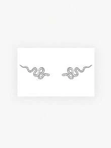 1pc Sticker, Black And White Symmetrical Snake Pattern, Temporary Tattoo Sticker, Suitable For Arms, Back, Waist, And Abdomen, Non-Reflective, Realistic Tattoo, Suitable For People, For Daily Use, Lasts3-5Days - Black - View 4