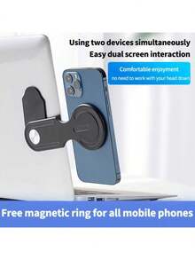 Compact Size, Magnetic Dual-Screen Phone Holder Compatible With 14/15/16 Inch Laptops, Foldable Portable Laptop Stand, Waterproof ABS Material, Enhanced Device Interaction, Multi-Device Compatible | Foldable Stand | Waterproof Design - View 1