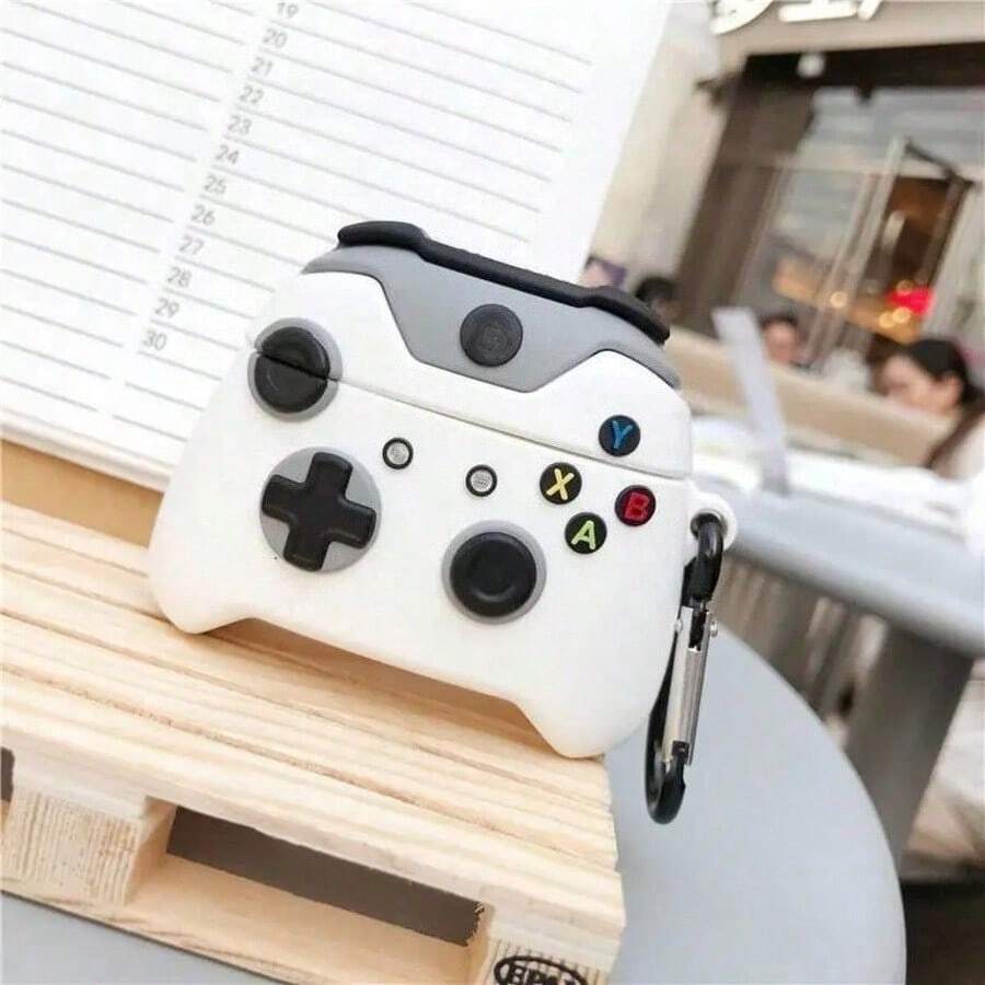 1pc Wireless Game Controller Bluetooth Earphone Protective Case (Random Carabiner Included, Carabiner Not Included), Cute Cartoon TPU Shock-Proof Earphone Case Compatible With Apple 1/2/3/4/Pro/Pro2 - Black and White - View 1
