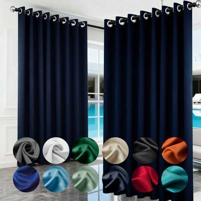 1pc/2pcs Classic Style Blackout Partition Curtain - Sound Isolating Privacy Grommet Top Panel - High Precision Plain Weave Polyester For Bedroom Patio Door - All-Season Uncorded Pastoral Theme Curtain,Curtains For Bedroom And Living Room