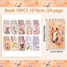 12本迷你便签本，动物图案笔记本，螺旋装订口袋笔记本，生日礼物和奖励，学生笔记本，单词本，线圈装订笔记本，素描本，记事本，学习用品，学生奖品，派对笔记本，返校文具，圣诞笔记本 - 彩色 - 查看 4