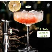 12/6/3/1 Juego de Copas de Martini de Acrílico, Copas de Champán de Plástico Irrompible de 10 oz, Copas Coupe de Doble Pared Rígidas Acanaladas, Copas de Cóctel, Copas Manhattan, Adecuadas para Bodas, Fiestas de Cumpleaños, Bar - transparente - Ver 7