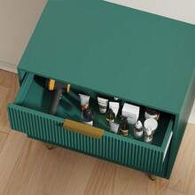 Cómoda moderna acanalada – Versátil cajonera de madera con 3, 5 o 6 cajones, tiradores y patas de metal, almacenamiento funcional para dormitorio, sala de estar, pasillo o apartamento – Disponible en verde o negro. - Verde - Ver 2