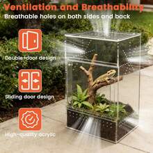 Jumping Spider Enclosure, 6*6*11.8 Dual Magnetic Door Arboreal Tarantula Cribs, Ventilation Spider House, Escape Proof Praying Mantis Habitat, Acrylic Snail Cage, Acrylic Terrarium Habitat - 1 - View 3