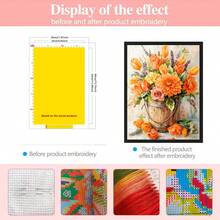 European Watercolor Floral Cross Stitch DIY Kit, Tulip & Dahlia Full Embroidery Wall Hanging, Beginner Handcraft Set - Multicolor - View 3