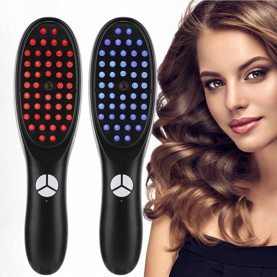 Hailicare Lược massage da đầu với 3 chế độ rung và đèn đỏ xanh, 46 đầu massage, sạc USB, giúp thư giãn da đầu hiệu quả, món quà lý tưởng cho Ngày của Mẹ. - màu đen - Xem 1