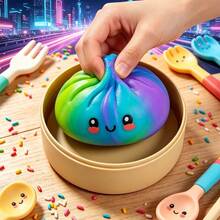 3PCS-Gradient Dumpling Squishies, Glitter Dumpling ,Colorful Dumplings Stress Balls Fidget Sensory Toy, Stocking Stuffers With Food Steamer Stretchy Desk Toys - Nhiều màu - Xem 2