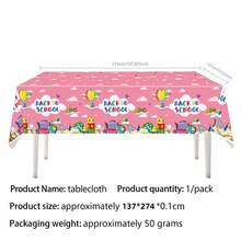 1/3 PCS Pink Back-To-School Tablecloth, Plastic One-Time Welcome Back Tablecloth, Suitable For Back-To-School Party Supplies - View 8