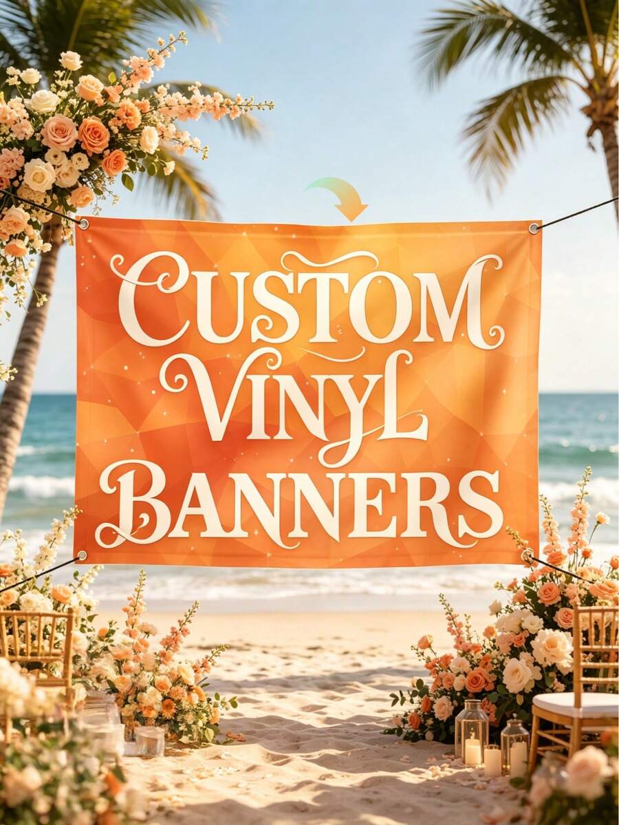 1 pieza Pancarta personalizada, Pancarta para interiores/exteriores, Pancarta de boda, Letrero de pancarta a todo color personalizado, Adecuado para eventos interiores/exteriores, Imagen de logotipo de fiesta minorista Texto publicitario, Multifuncional, Decorativo, Exquisito, Elegante, Eventos decorativos, Fiestas, Bodas, Promociones comerciales, Ferias comerciales, Decoración del hogar - Multicolor - Ver 1