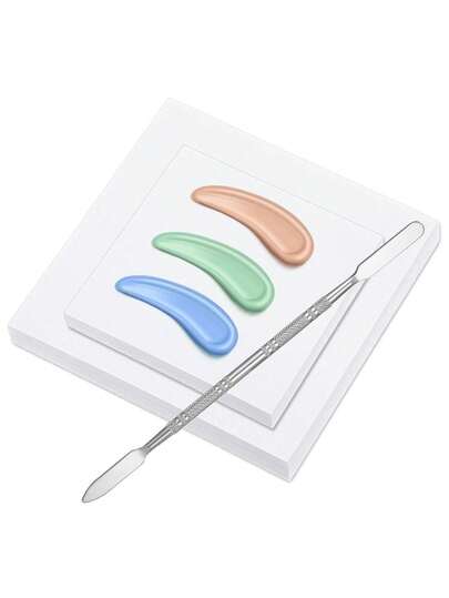 200pcs Disposable Paper Palette, One-Time Nail Art Mixing Palette, Includes 1pc Stainless Steel Stirring Rod, 2 Sizes Waterproof Nail Art Paper, Suitable For Home Nail Salon Nail Coloring