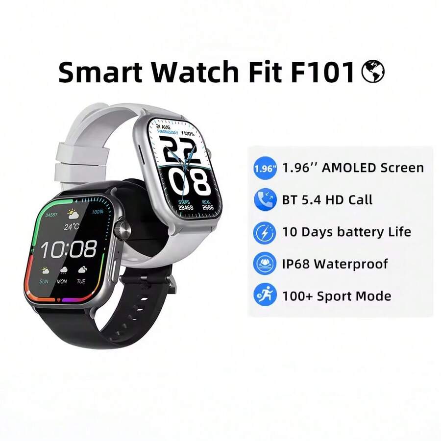 Lenovo Smartwatch, Fitness Tracker mit Herzfrequenzmesser, Vollbildschirm, Bluetooth-Anrufe, ultraleichte Smartwatch für Männer und Frauen