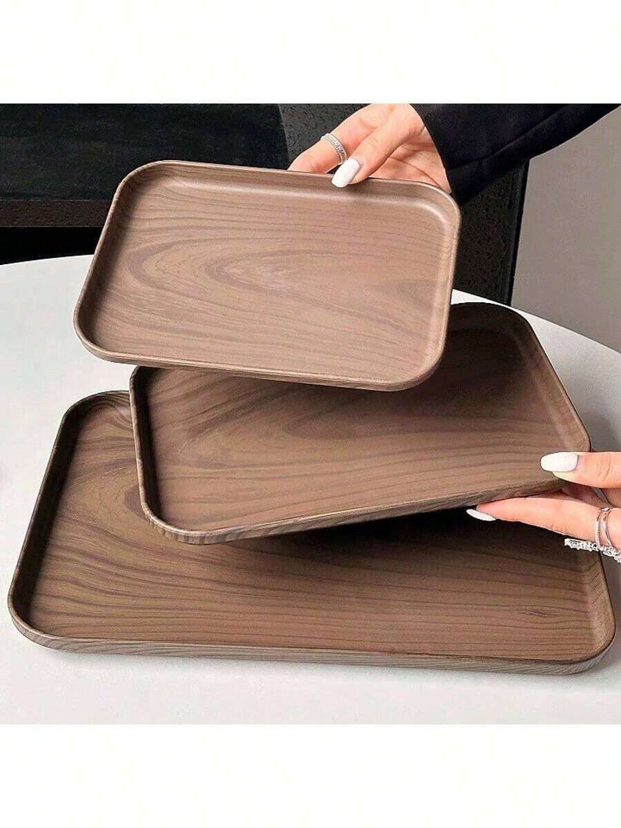 1 khay kiểu Ins giả vân gỗ, khay phục vụ hình chữ nhật, khay tráng miệng kiểu quán cà phê, đĩa đựng đồ, đĩa bánh và đồ ăn nhẹ. - Màu Tím - Xem 1