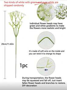 60支/30支/25支/20支/15支/10支/5支/1支装 11英寸仿真满天星，散装白色仿真满天星，质感逼真，适用于婚礼花艺布置、派对装饰、家居花园装饰、白色复活节主题，也适用于家居和客厅装饰 - 彩色 - 查看 11