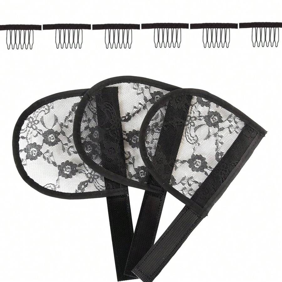 Black Lace Hair Net Base, For Scrunchie Lace Bun, Suitable For Braided Ponytail Hair Extension - View 1