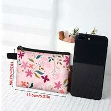 Full Print Floral Coin Wallet, Polyester Portable Zipper Purse, Mini Card Holder, Pocket Wallet, Key Pouch, Girls & Ladies Small Wallet, Holiday Gift - Multicolor - View 5