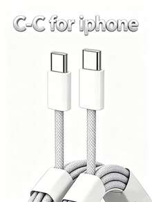 2pcs 60W USB-C To USB-C Fast Charging Data Cable, Compatible With IPhone 15/16 Pro/Pro Plus/Pro Max, Galaxy S25 S24 S23 S22 S21 S20 Ultra S10 And All Android Devices - 2 Pieces - White - View 8