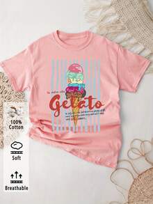 Damtoppar 2026 T-shirt med grafiskt tryck, kortärmad, avslappnad topp med rund hals för sommar och vår, sommaroutfit för kvinnor - [Vit] - Visa 7