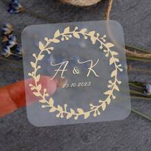 50pcs Customized Gold Foil Stickers, Square Wedding Stickers, Wedding Party Gift Stickers Labels, Customized Favor Thank You Labels - Multicolor 1 - View 8