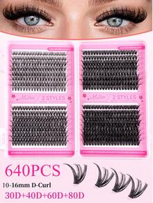 640片30D/40D/60D/80D仿貂毛假睫毛簇，高品质D型卷翘自然浓密单根假睫毛簇，适合DIY睫毛嫁接，可重复使用，轻盈易佩戴 - D - 查看 11
