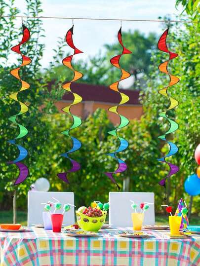 1pc Outdoor Hanging Decor With Rotating Wind & Colorful Wind Strips, Rainbow Windmill Made Of Garden Cloth, Colorful Windsock, Suitable For Outdoor Yard And Garden Decor. Decorative Windmill Can Scare Away Birds