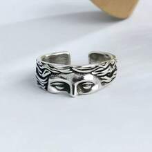 Anillo de dedo con media cara de Venus, anillo de dedo minimalista exagerado con expresión, anillo abierto elegante de moda europeo y americano para hombres - Anillo de media cara para hombre - Ver 4