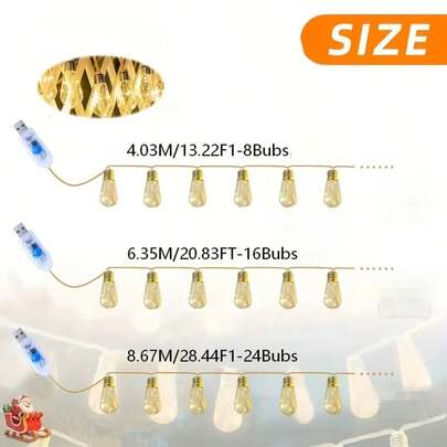 1个USB复古麻绳南瓜灯，8/16/24颗暖光LED灯，8种灯光模式，带按钮开关的仙女灯串，适用于户外、花园、商场、房车、露营、婚礼、圣诞节、草坪、后院派对装饰、节日装饰、圣诞节和万圣节装饰