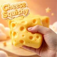 Cheese Squishy Stress Relief Original Sensory Food Squishy Stress Relief Fidget Toy Stress Balls For Adults (Yellow-1PC) - 黃色 - 查看 6