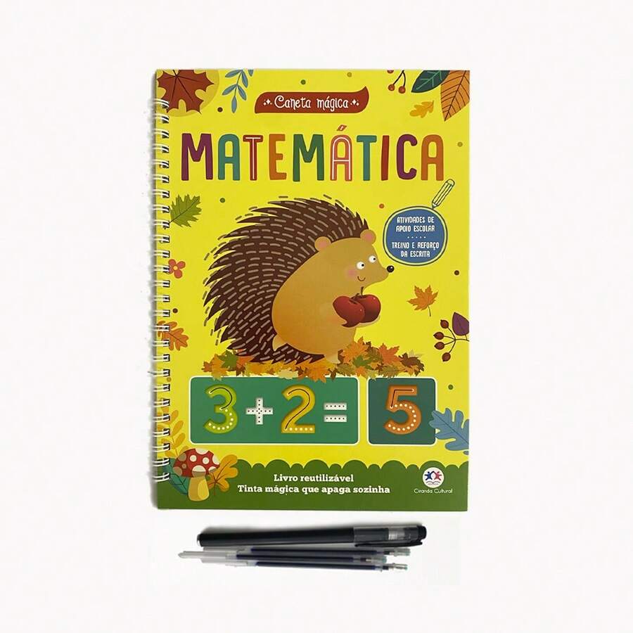 Livro Matemática Caligrafia Mágica Reutilizável Com Caneta e refil - Livro único - Visão 1