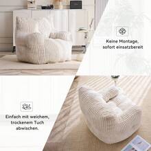 010-Soft Padded Foam Chick With Corduroy Cover, Beige - 米色 - 查看 6