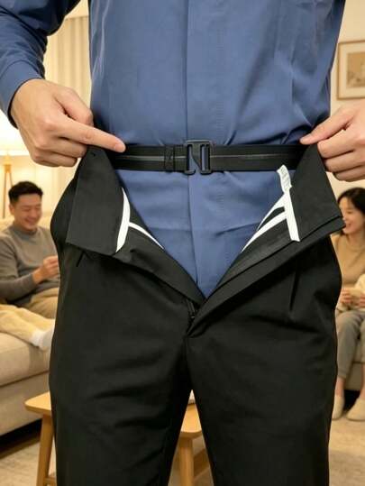 Cinturón de cintura antideslizante | Agarre elástico antideslizante, hebilla ajustable, adecuado para ocasiones formales, diseño minimalista negro, combina perfectamente con pantalones formales, esencial del guardarropa