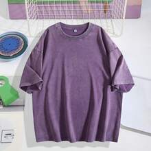 Pattern Printed Fashionable Round-Neck T-Shirt, Standard Size Women's Clothing, Women's Casual Street Printed T-Shirt - 紫色 - 查看 12
