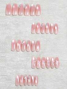 Bộ 30 miếng dán móng tay gel 3D hình oval cỡ vừa và đều, họa tiết bướm 3D, đá lấp lánh, màu nude, hiệu ứng chuyển màu, mắt mèo, nơ, kèm theo: 1 gel dẻo và 1 dũa móng. Thích hợp cho phụ nữ/bé gái sử dụng hàng ngày, dự tiệc, làm đẹp, nghệ thuật vẽ móng, quà sinh nhật, quà tặng, ngày lễ, lễ tốt nghiệp, du lịch, lễ tốt nghiệp, ngày Valentine. - Nhiều màu - Xem 4
