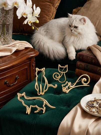 奢华简约镂空猫咪胸针 - 男女皆宜的动物胸针，适合休闲派对、珠宝配饰/朋友礼物/徽章装饰