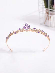 1pc Elegant Alloy Bridal Crown, Suitable For Women's Wedding, Party, Queen/Princess Headpiece,Festival,Birthday - 4242 Purple - View 8