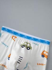 4 piezas/paquete Calzoncillos tipo bóxer cómodos y suaves con estampado de dibujos animados para niños, para verano - Multicolor - Ver 3