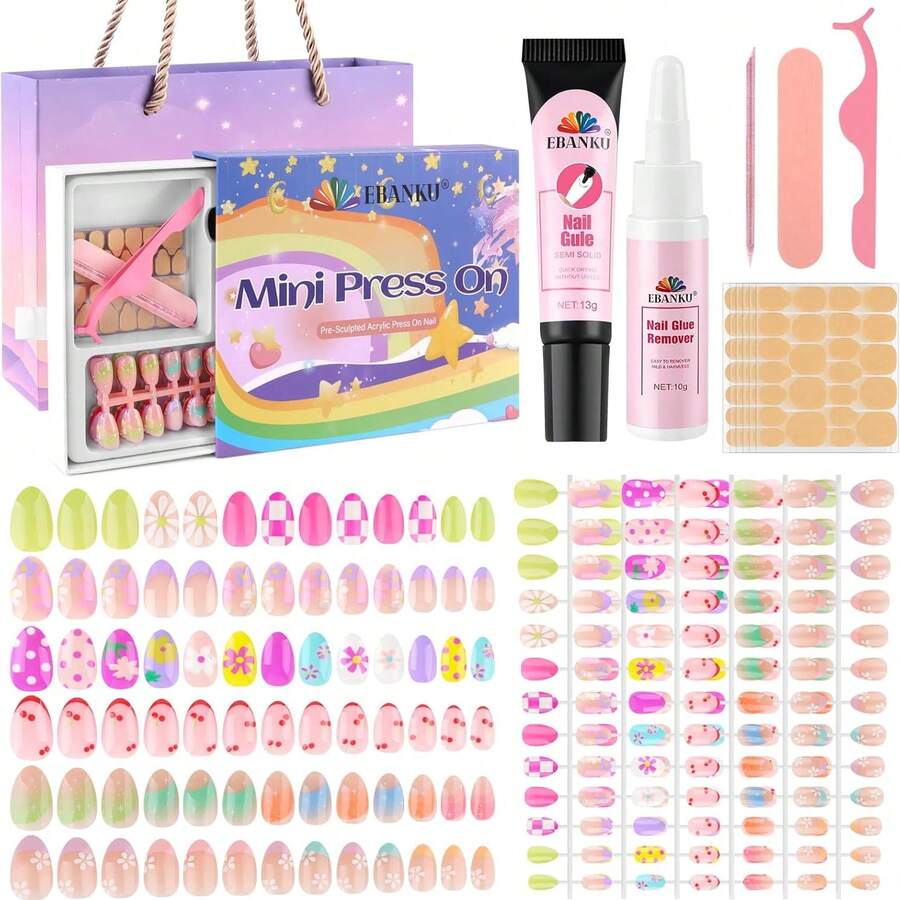 EBANKU 156pcs Nail Sticker Gift Box, 6 Sets French Flower Nail Art Stickers - Multicolor - View 1