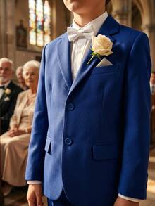 Boys Formal Blazer Only Single Breasted Suit Jacket Kids Wedding School Graduation Birthday Party All Occasions - Royal Blue - View 7