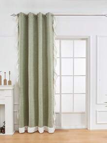 1pc Ivory Ruffle Linen Fabric Perforated Curtain - Modern Linen Style, Rod Pocket Design, Suitable For Living Room And Bedroom - Sheer And Light Filtering Curtain, Living Room Curtain, Bedroom Curtain (Tie Backs Not Included) - Multicolor - View 6