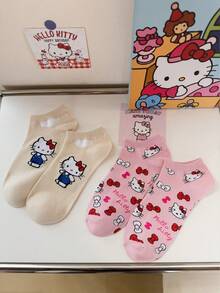 SANRIO 5双三丽鸥Hello Kitty袜子，个性化趣味多彩创意卡通设计，节日礼物，舒适透气，增添家庭氛围，时尚搞笑袜子，疯狂动漫，多色袜子 - 彩色 - 查看 4