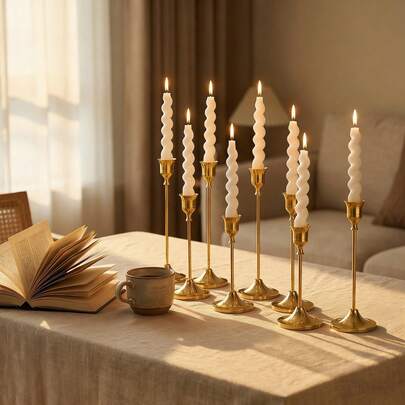 3pcs Candlestick Set, Copper Color Candlestick Set, Retro Modern Decor Centerpiece Candlestick, Wedding Party Thanksgiving Halloween Birthday, Dining Table Fireplace Wedding Housewarming Gift Candlestick Without Candles