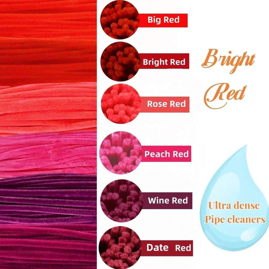 200 PCS Limpiadores de tuberías rojos Vástago de chenilla, Limpiador de tuberías de tallos de chenilla, Limpiadores de tuberías rojos Suministros para manualidades para decoración de manualidades UCNG - Vino tinto - Ver 1