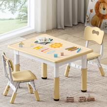 Kids Table And Chairs Set, Height-Adjustable Toddler Table And Chairs Set For Age 3-8, 31.5''Lx23.6''W Graffiti Desktop, Kids Activity Table For Daycare, Classroom, Home - Màu be - Xem 1